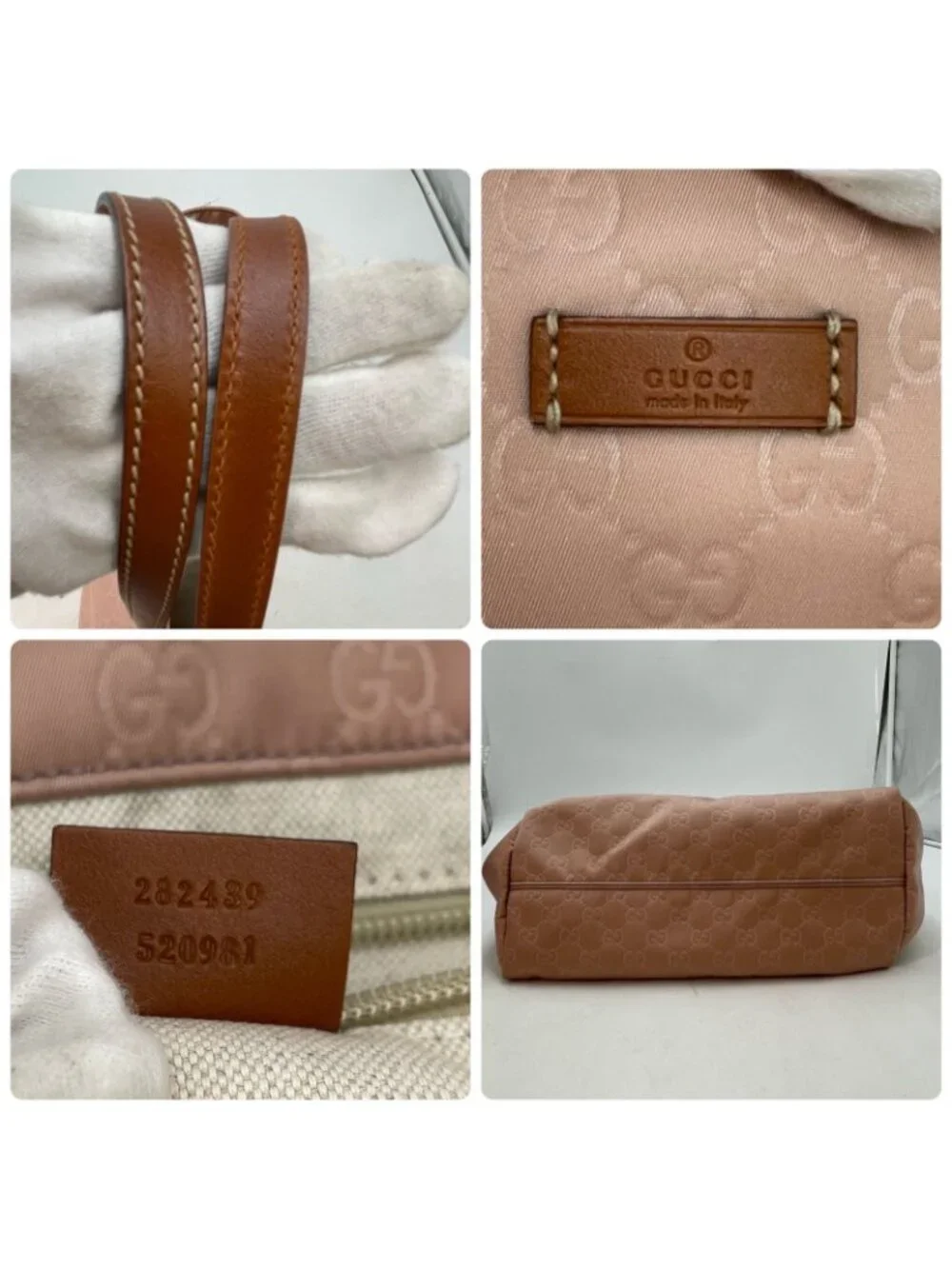 Gucci Tote GG Nylon Business Shoulder Pink Travel - Picture 5 of 13